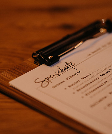 ortsrichter speisekarte tisch